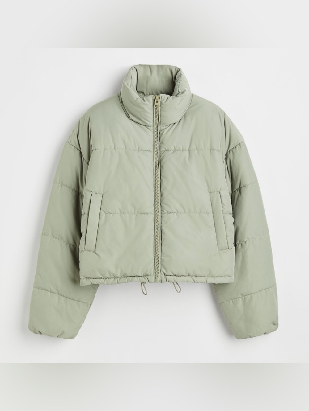 H&M Divided Light Sage Cropped Puffer Jacket